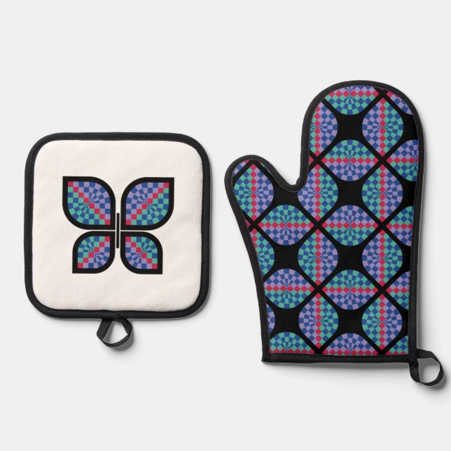 Mosaic Radiance (Fusion) Oven Mitt & Pot Holder Set (Front)