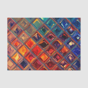 Mosaic Rainbow   Bold Colourful Abstract Tile Tissue Paper