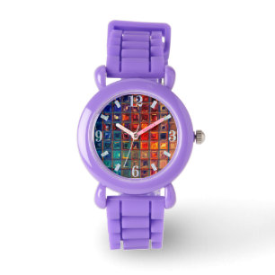 Mosaic Rainbow Bold Colourful Abstract Tile Watch