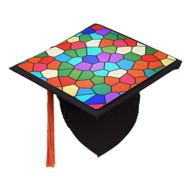 Mosaic Rainbow Graduation Cap Topper (Angled)