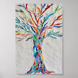 Mosaic Rainbow Tree Poster