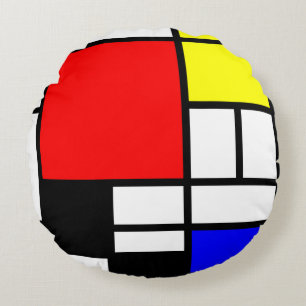 MOSAIC rectangles squares coloured I + your ideas Round Pillow
