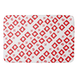 Mosaic red hearts tiles bath mat