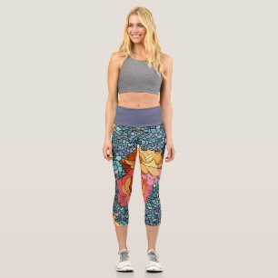 Mosaic Roses Capri Leggings