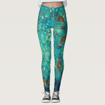 Mosaic Sea Leggings swimming with Turtles