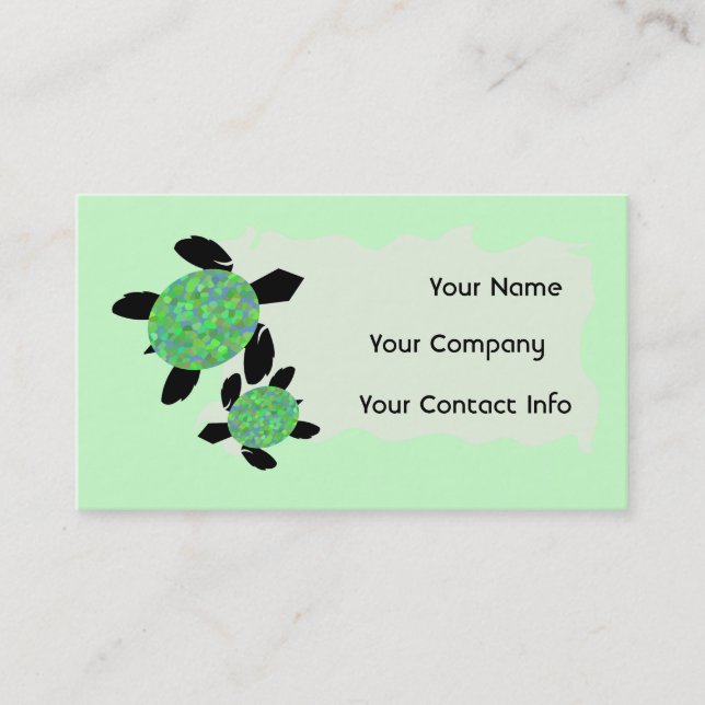 Mosaic Sea Turtle Business Card Template (Front)