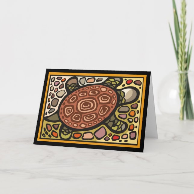 Mosaic Sea Turtle Greeting Cards (Front)