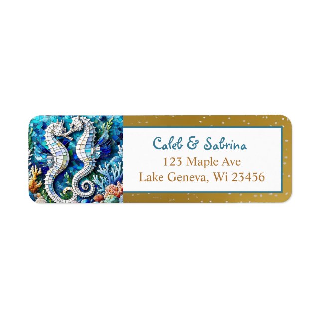 Mosaic Seahorses Romantic Beachy   (Devant)