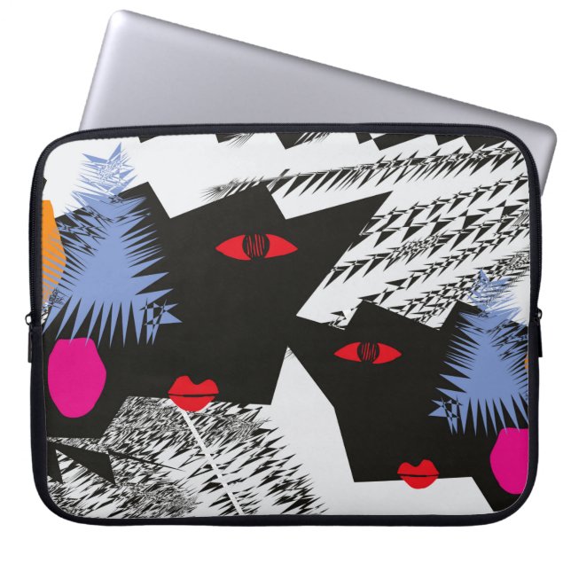 mosaic seamless texture with concentric rings cell laptop sleeve (Front)
