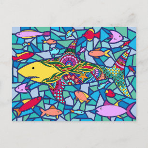 Mosaic Shark Postcard