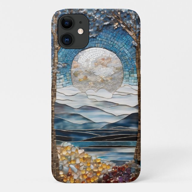 Mosaic Shores: Glasswork Tapestry Phone Case (Back)
