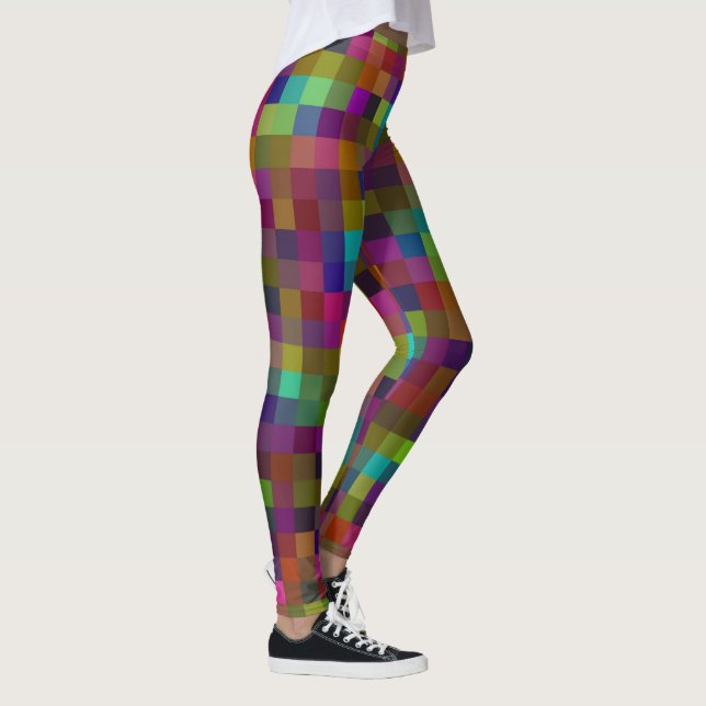 Mosaic Small Square Coloured Pattern, Leggings (Right)