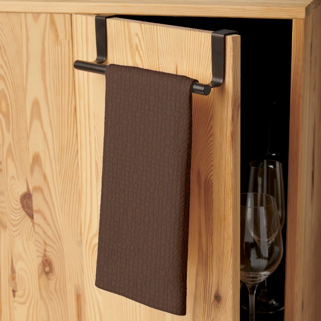Mosaic Solid Dark Brown Textured Pattern Kitchen Towel (Thirds Fold)