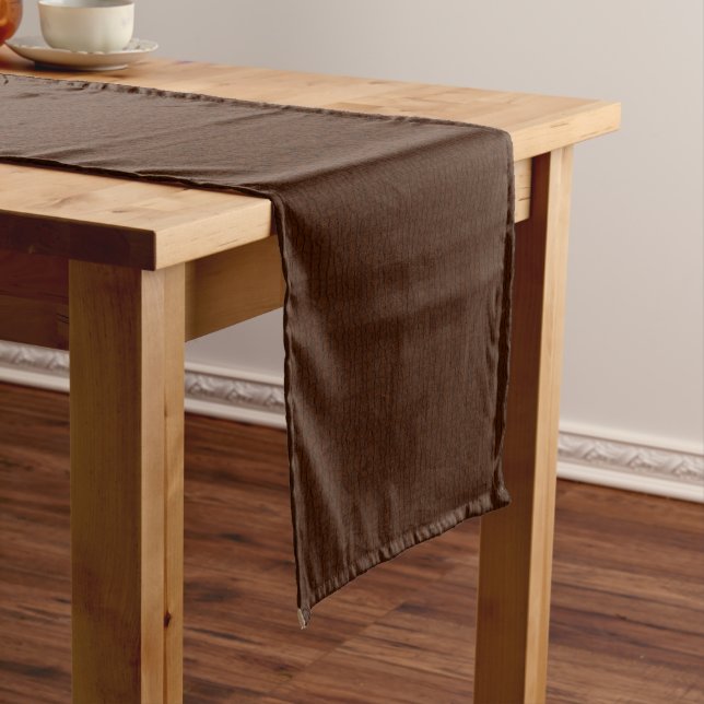 Mosaic Solid Dark Brown Textured Pattern Medium Table Runner (In Situ)