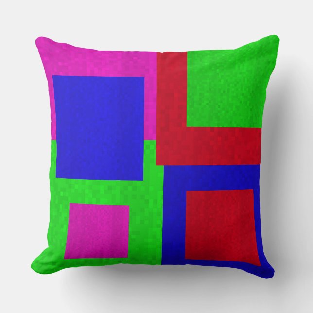 Mosaic Square  Blocks Big Throw Cushion. Throw Pillow (Front)