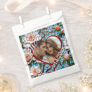 Mosaic Stained Glass and Tile Wedding Personalized Favour Bag
