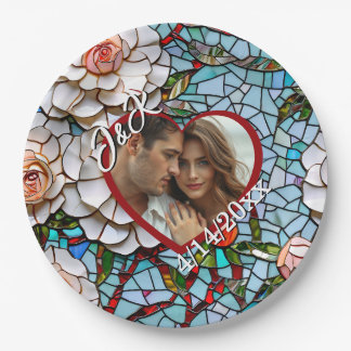 Mosaic Stained Glass and Tile Wedding Personalized Paper Plate