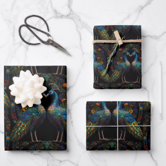 Mosaic Stained Glass Colourful Peacocks Wrapping Paper Sheet