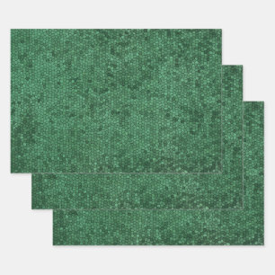 Mosaic Stained Glass Style Green Texture Pattern Wrapping Paper Sheet