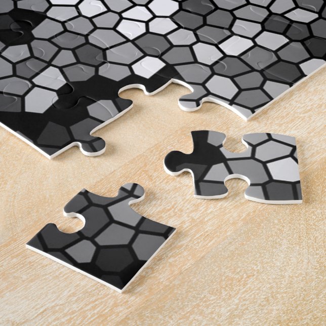Mosaic Stones Glass Black Grey White Jigsaw Puzzle (Side)
