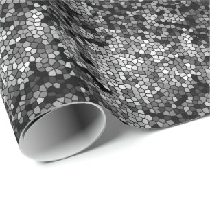 Mosaic Stones Glass Black Grey White Wrapping Paper