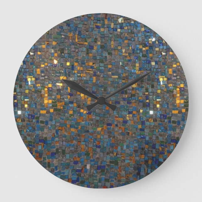 Mosaic Stones in Blue and Gold Large Clock (Front)