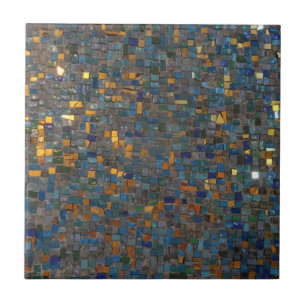 Mosaic Stones in Blue and Gold Tile