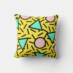 Mosaic stripes: retro memphis pattern throw pillow