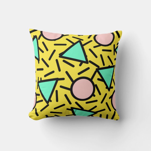Mosaic stripes: retro memphis pattern throw pillow (Front)
