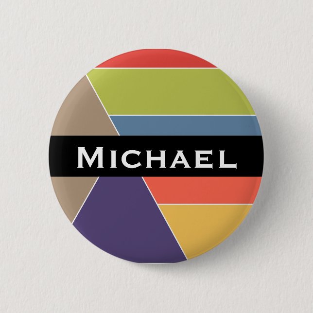 MOSAIC stripes triangles coloured I + your ideas 2 Inch Round Button (Front)