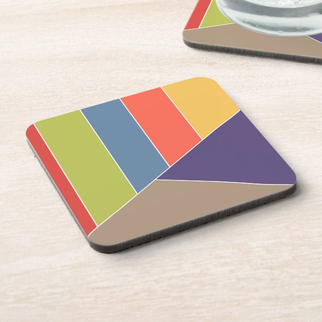 MOSAIC stripes triangles coloured I + your ideas Coaster (Left Side)