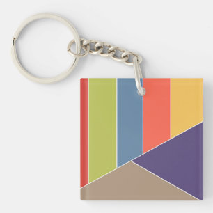 MOSAIC stripes triangles coloured I + your ideas Keychain