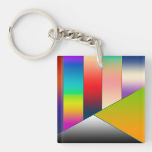 MOSAIC stripes triangles coloured II + your ideas Keychain