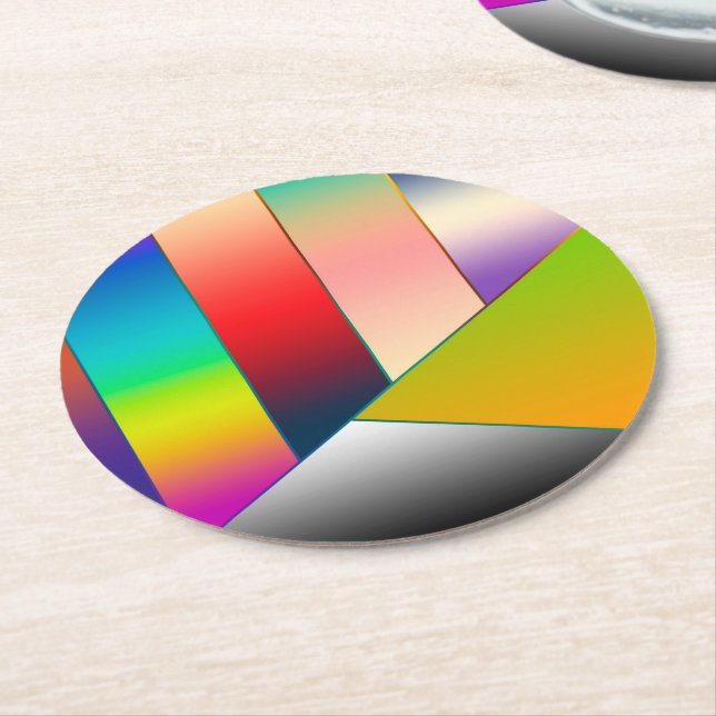 MOSAIC stripes triangles coloured II + your ideas Round Paper Coaster (Angled)