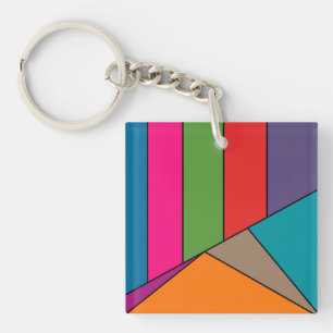 MOSAIC stripes triangles coloured III + your ideas Keychain