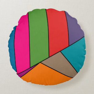 MOSAIC stripes triangles coloured III + your ideas Round Pillow