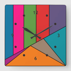 MOSAIC stripes triangles coloured III + your ideas Square Wall Clock