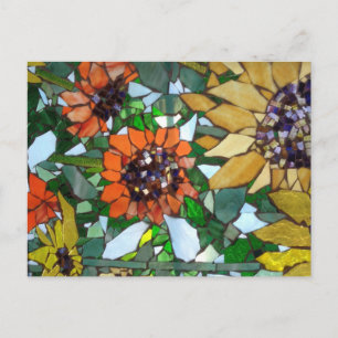 Mosaic Sunflower postcard by Willowcatdesigns