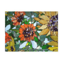Mosaic Sunflower postcard by Willowcatdesigns