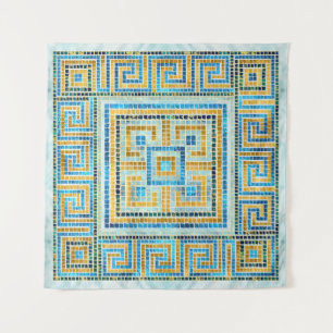 Mosaic Tile Greek Meander Key Tapestry