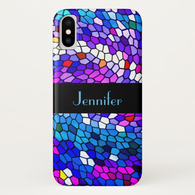 Mosaic Tile Pattern Personalized iPhone X Case (Back)
