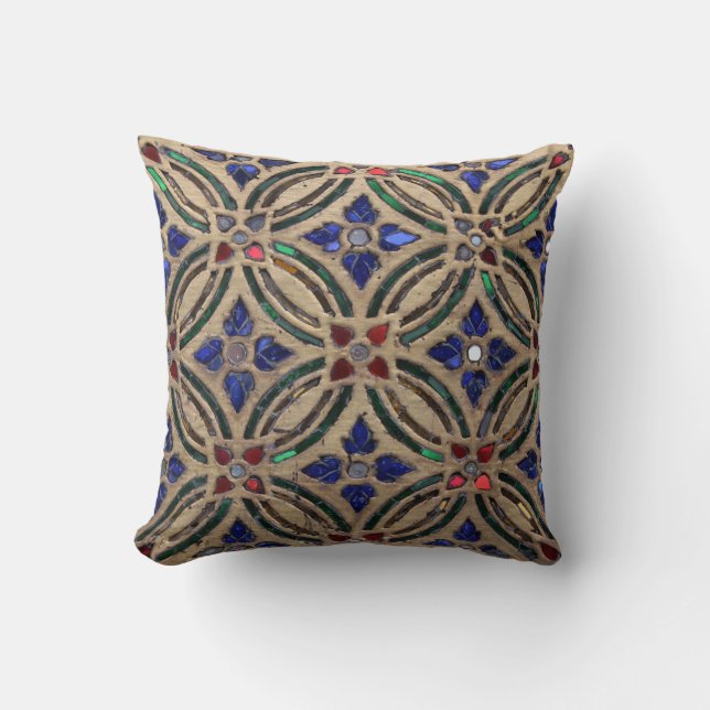 Mosaic tile pattern stone glass Moroccan photo Throw Pillow (Front)