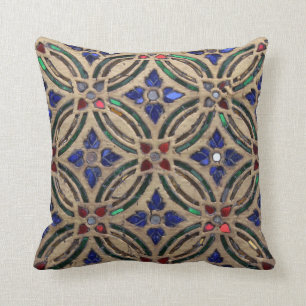 Mosaic tile pattern stone glass Moroccan photo Throw Pillow