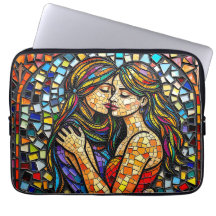 Mosaic Tile Style Ai Art Romantic Embrace
