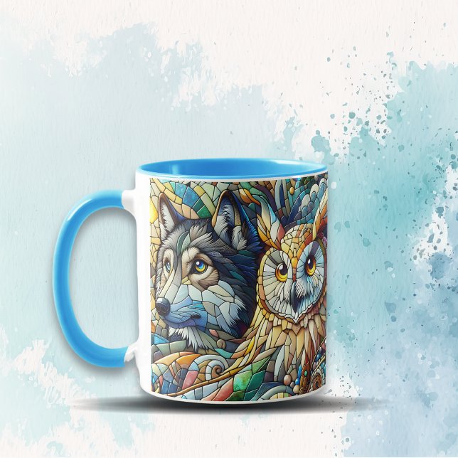 Mosaic Tile Wolf and Owl  Mug (Creator Uploaded)