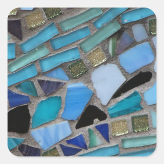 Mosaic Tiles of Blue and Green Square Sticker
