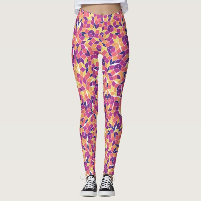 Mosaic Tiles Pattern Leggings (Front)