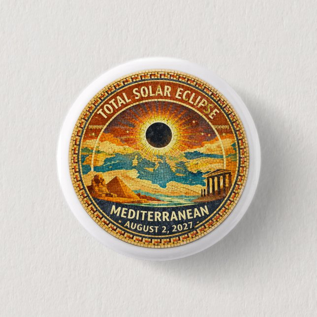 Mosaic  Total Solar Eclipse 2027 sticker 1 Inch Round Button (Front)