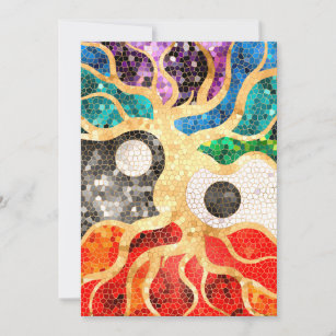 Mosaic Tree of life - Yin Yang Holiday Card