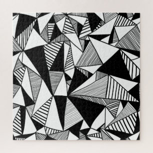 Mosaic Triangles, Black White Texture. Jigsaw Puzzle